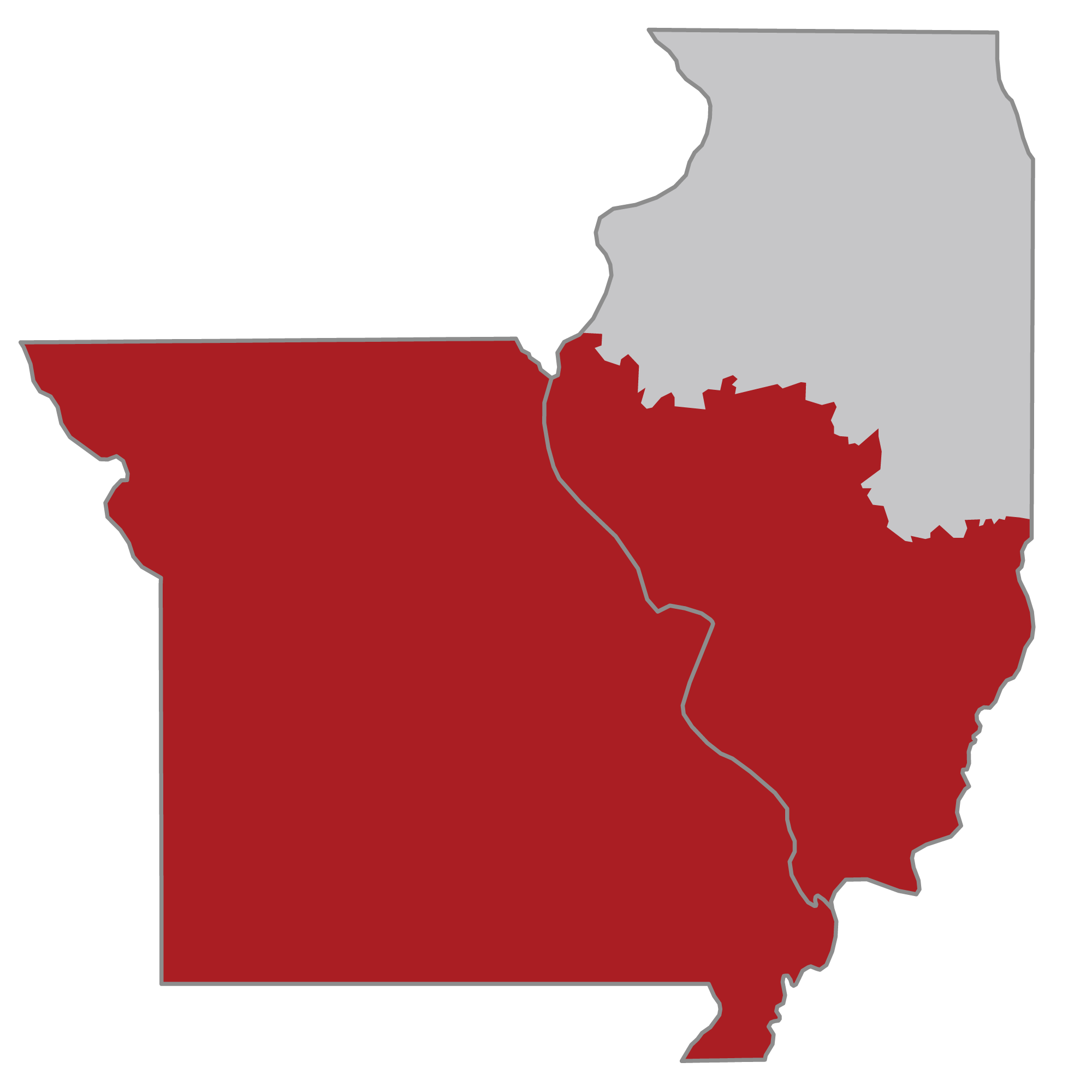 A map shows NDIA Great Rivers chapter's territory, including southern Illinois and Missouri